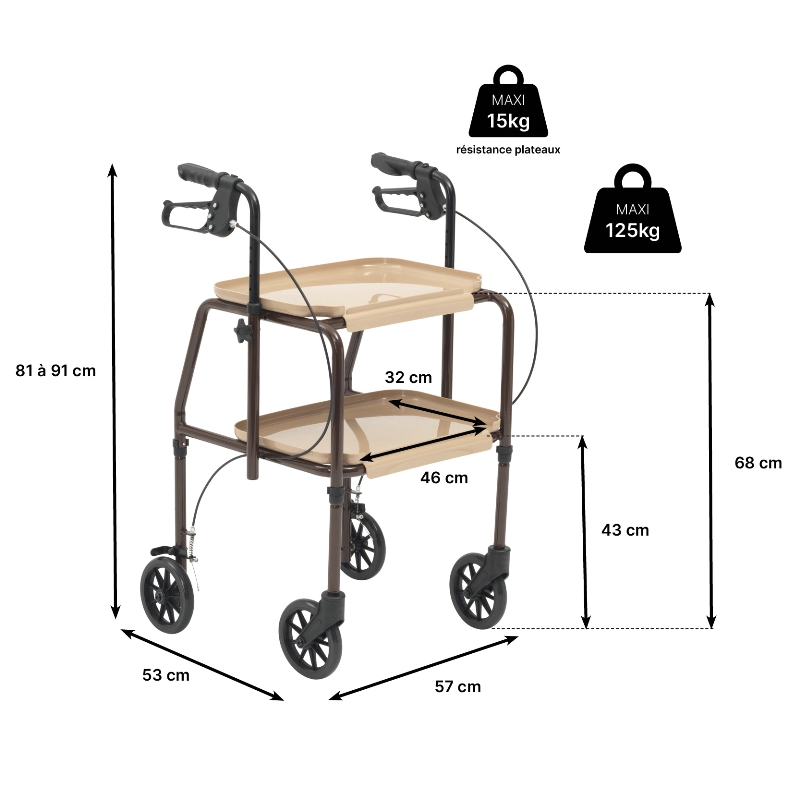 Desserte de table avec freins – Image 2