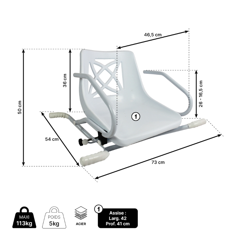 Fauteuil de bain pivotant Stromboli – Image 3