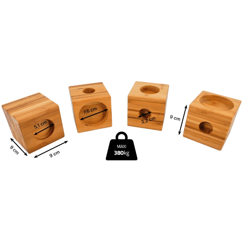 Lot de 4 pieds sur-élévateurs en bambou – Image 3