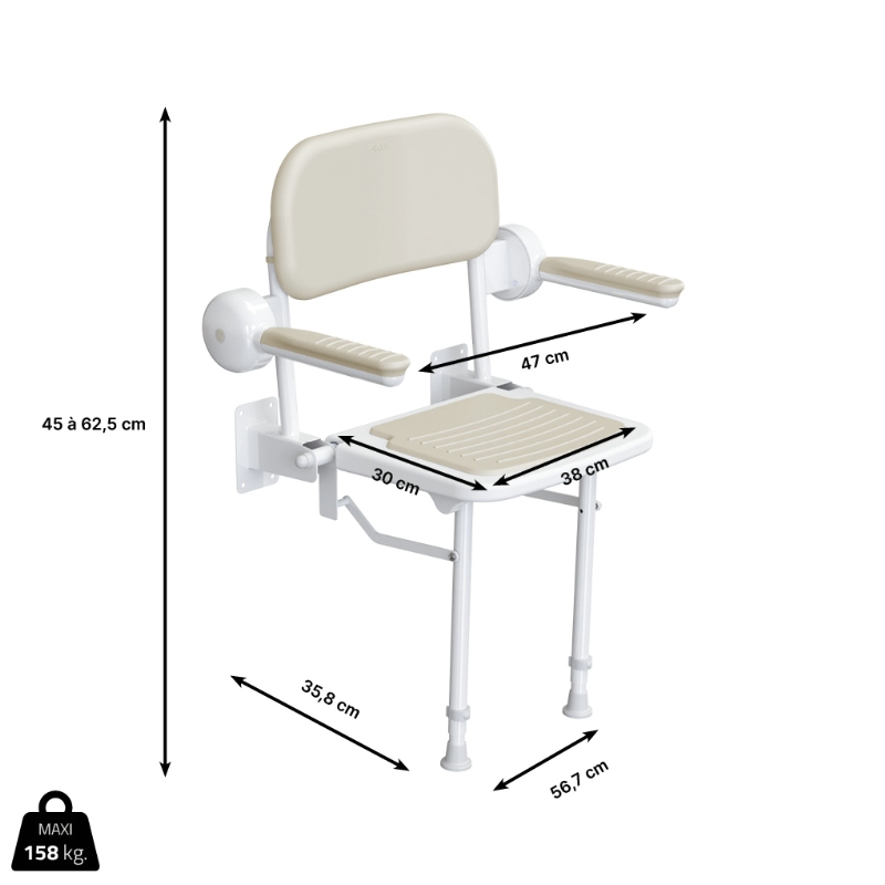 Siège douche relevable avec dossier Lagon Confort – Image 4