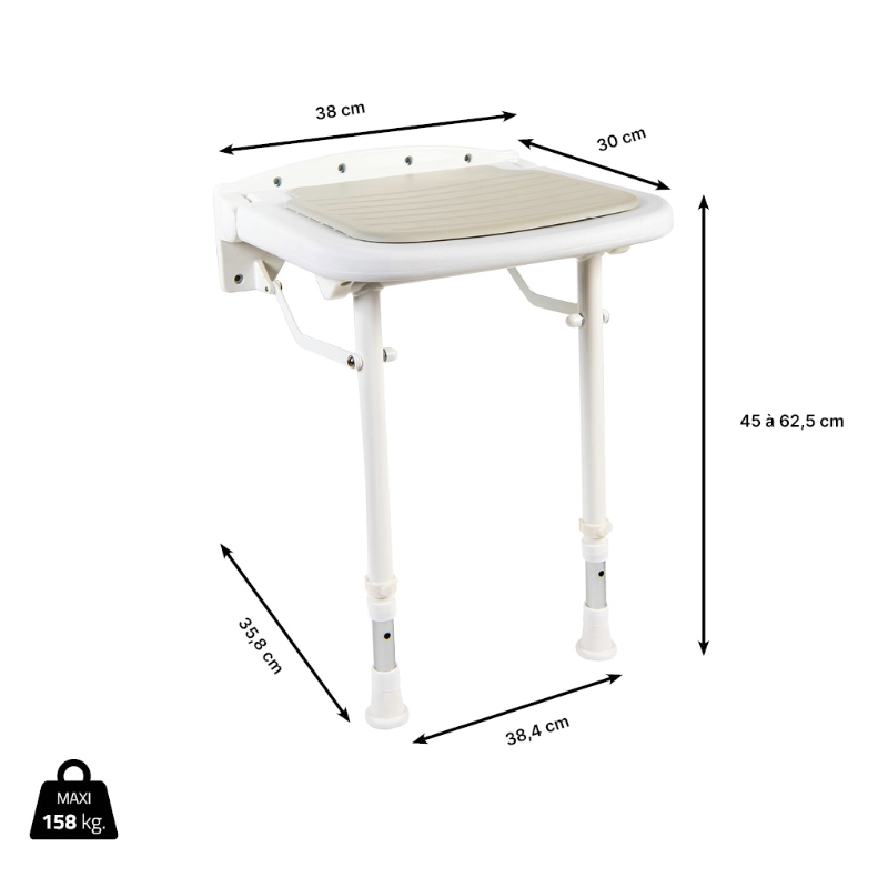 Siège douche relevable avec dossier Lagon Confort – Image 3