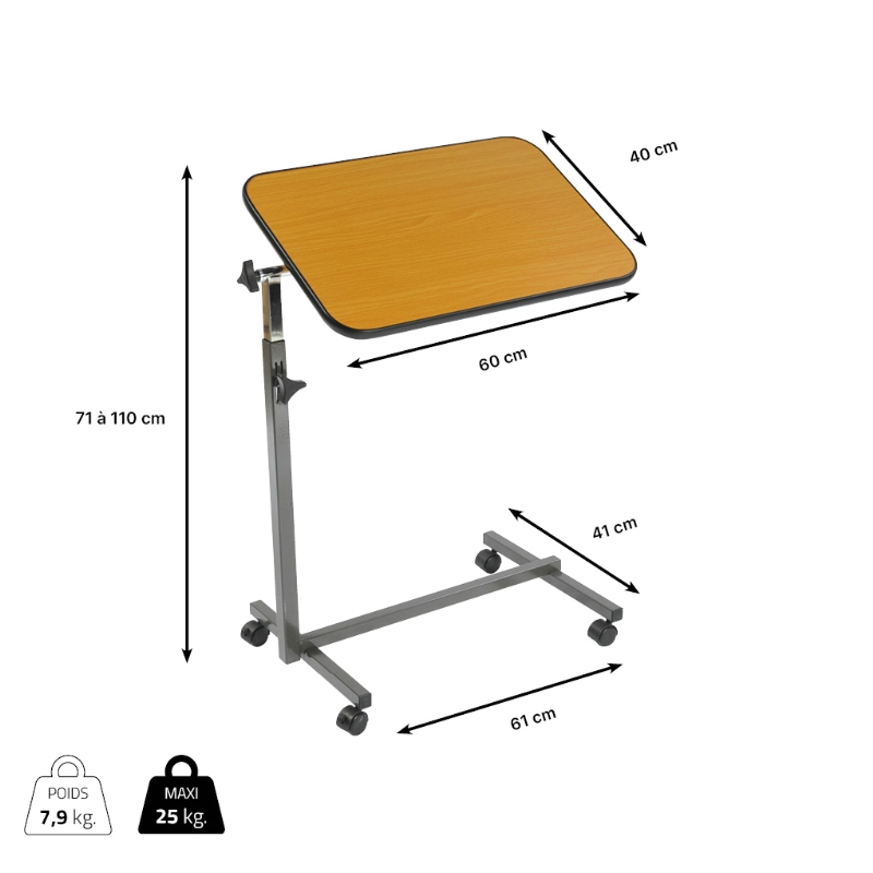 Table de lit avec plateau inclinable Simplex – Image 2