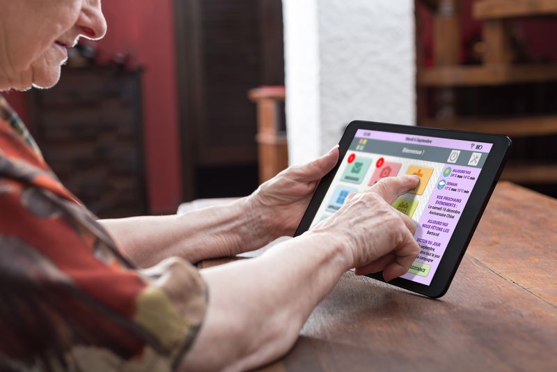 Senior woman using tablet