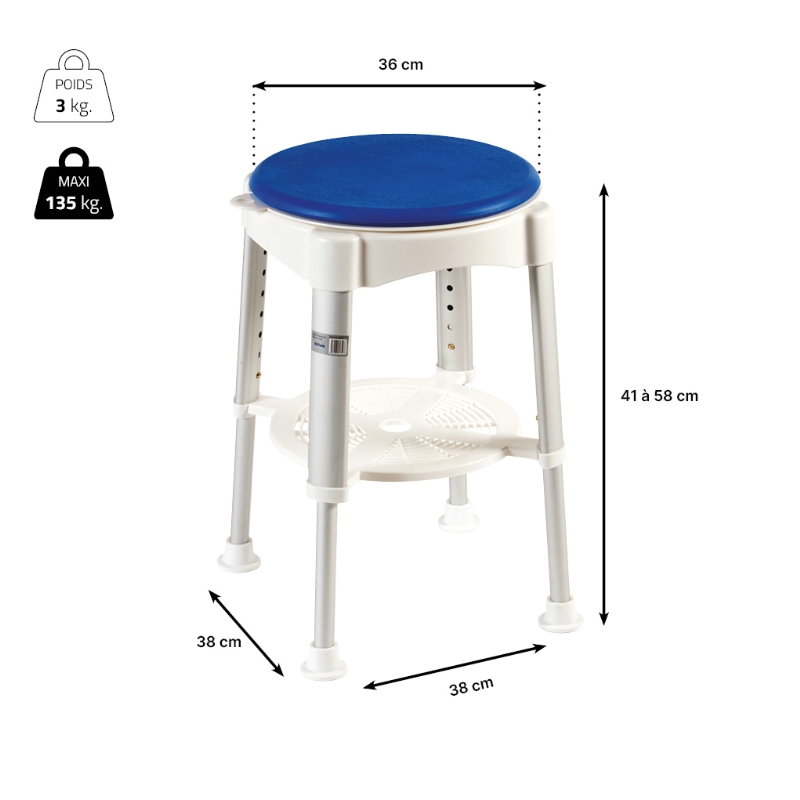 Tabouret de douche pivotant Santorin – Image 3